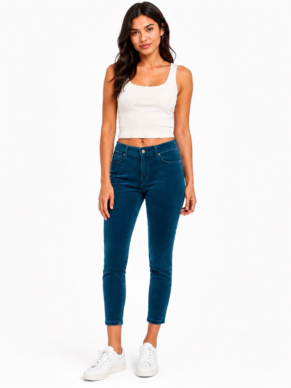 Ann Taylor Petite Skinny Velour Pants in Teal, Size 12P